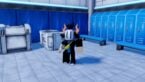 Roblox Goalbound Avatar Wearing Silver Helmet Standing Near Blue Lockers And Benches