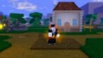 Roblox Grimoires Legacy Avatar Wearing Silver Helmet Posing In Front Of Small House With Blue Windows