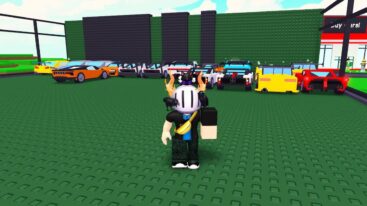 Roblox Grow A Car Avatar Wearing Silver Helmet Standing Before Tons Of Different Colored And Types Of Sports Cars