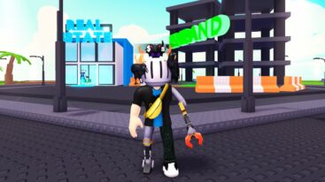 Roblox Grow A City0avatar Wearing Silver Helmet And Metal Claw Arm Standing Near City Of Real Estate