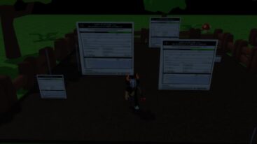Roblox Grow A Job Application Avatar Wearing Silver Helmet Standing Near Giant Job Applications Growing From Soil In The Dark