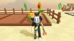 Roblox Grow A Desert Avatar Wearing Silver Helmet And Claw Arm Standing Near Sunflowers And Pumpkin On Farm