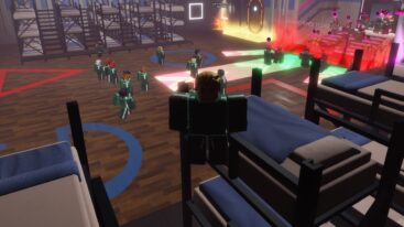 Roblox Kraken Game Shadow Figure With Blonde Hair Standing On Bunk Beds As Green Garbed Players Wait To Start Game