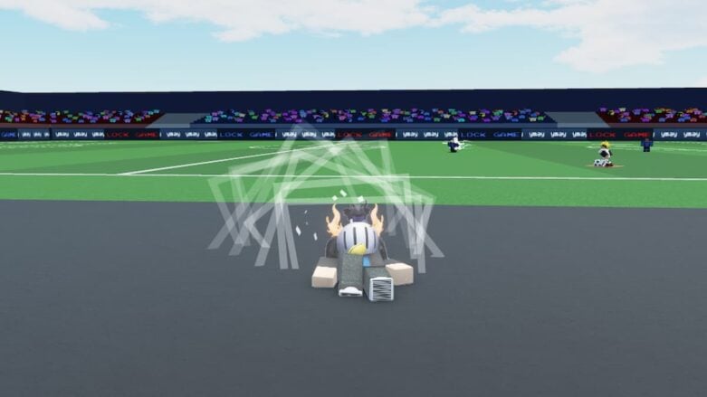 Roblox Lock Game Avatar Wearing Silver Helmet Sliding On Ground