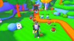 Roblox Pet Tower Defense Avatar Wearing Silver Helmet Standing On Grass As Cats And Dogs Near Dirt Path