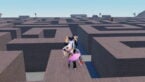 Roblox Steal Cappuccina From Tungtung Avatar Wearing Silver Helmet Holding Cappuccina On Maze As Tungtung Runs From Behind