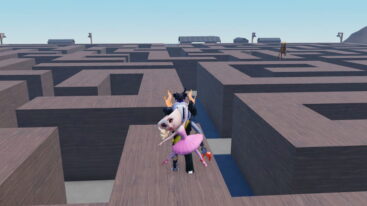 Roblox Steal Cappuccina From Tungtung Avatar Wearing Silver Helmet Holding Cappuccina On Maze As Tungtung Runs From Behind