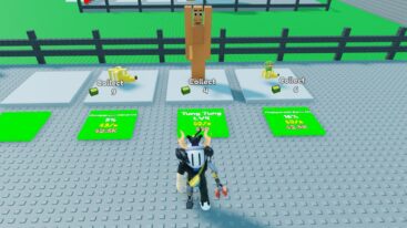 Roblox Steal N Grow A Brainrot Avatar Wearing Silver Helmet And Claw Arm Standing Before Green Buttons And Brainrots Memes Behind
