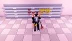 Roblox Toy Store Simulator Avatar Wearing Silver Helmet With Claw Arm Standing Before Shelving Units Filled With Yellow Ducks And Red Planes