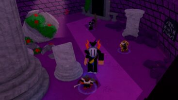 Roblox Undertale Rebuild Td Avatar Wearing Silver Helmet Standing In Purple Room With Units Placed