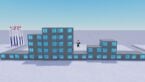 Roblox Upgrade Your City Avatar Wearing Silver Helmet Standing Behind City Apartments At Differnet Heights
