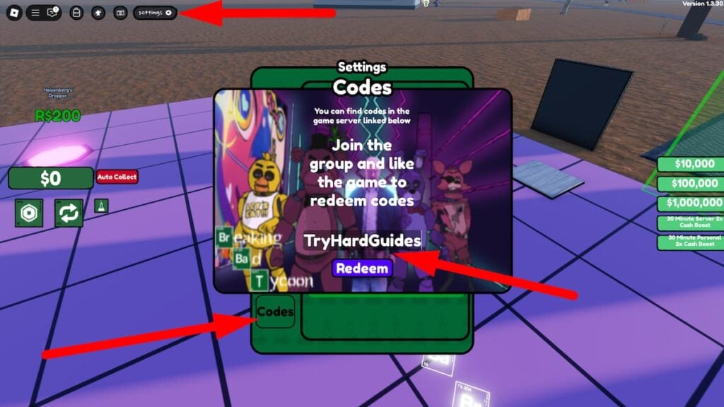 How To Redeem Codes In Breaking Bad Tycoon Roblox