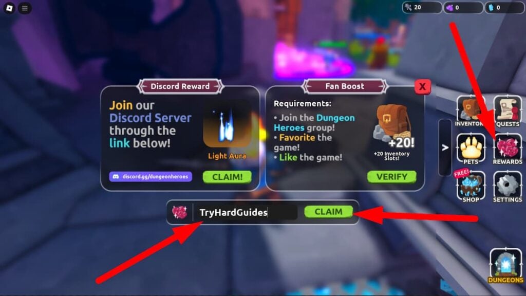 Dungeon Heroes Codes (July 2025) How To Redeem Codes In Dungeon Heroes Roblox