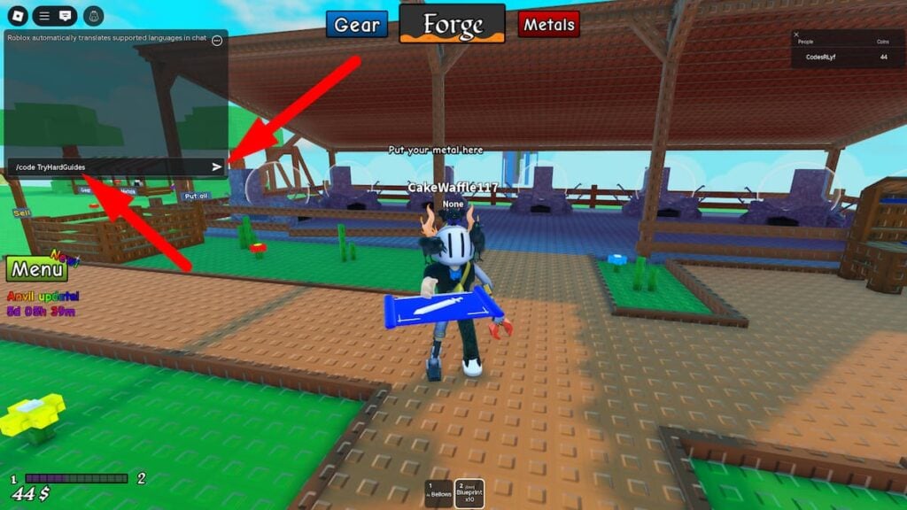 How To Redeem Codes In Forge A Weapon Roblox