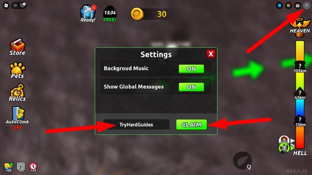 How To Redeem Codes In Hell To Heaven Climb Roblox