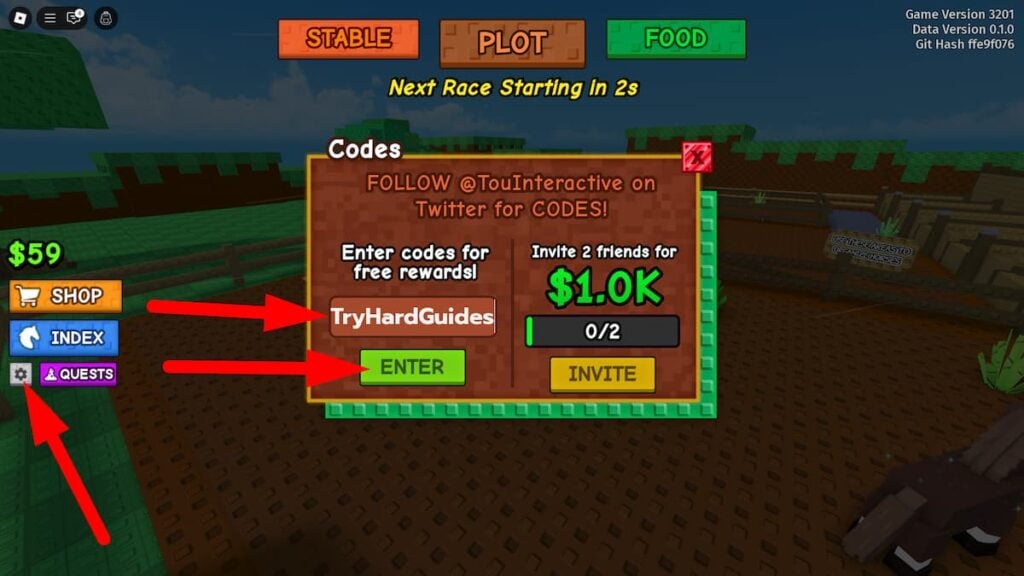 How To Redeem Codes In Horse RNG Roblox