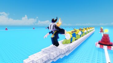 Roblox Click To Aura Farm Avatar Wearing Silver Helmet With Cat On Top Dancing On Top Of White Boat In Water