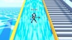Roblox Climb And Slide Avatar Wearing Silver Helmet And Claw Arm Sliding Down A Water Slide