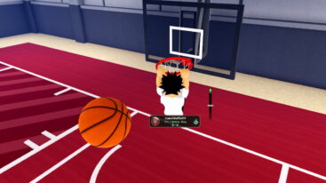 Roblox Hoop Heroes Avatar With Black Hair Slam Dunking Into A Basketball Net
