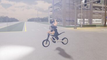 Roblox Throttlex Avatar Wearing Silver Helmet Riding White Dirt Bike On Road