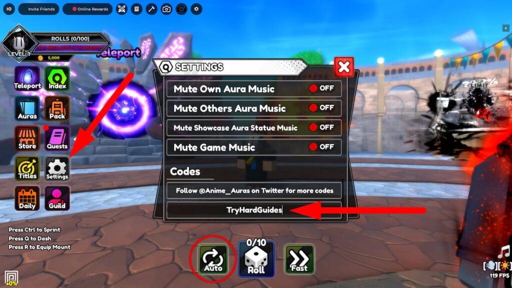 How To Redeem Codes In Anime X Auras Roblox