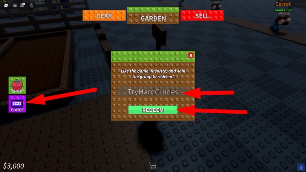 How To Redeem Codes In Snatch A Seed Roblox