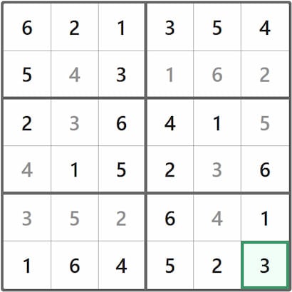 Mini Sudoku Answer 180