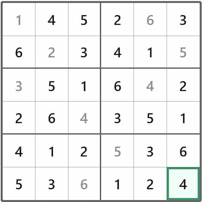 Mini Sudoku Answer 181