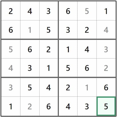 Mini Sudoku Answer 186