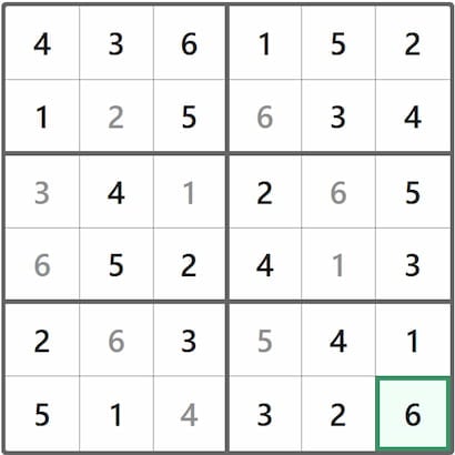 Mini Sudoku Answer 187