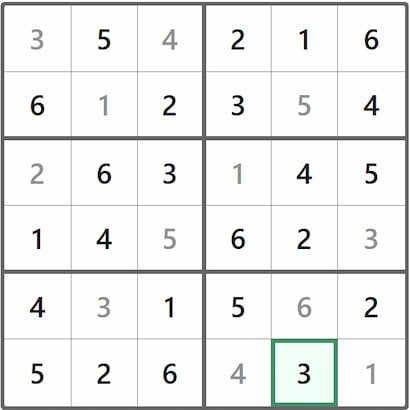 Mini Sudoku Answer 212