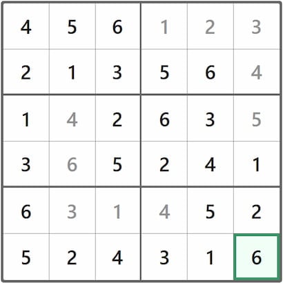 Mini Sudoku Answer 216