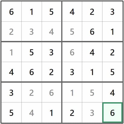 Mini Sudoku Answer 221