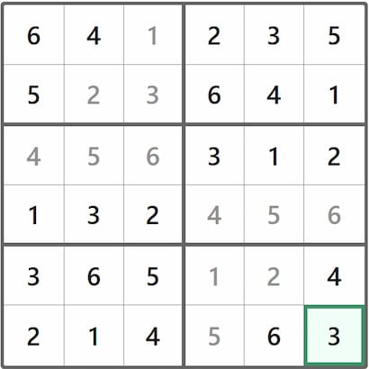 Mini Sudoku Answer 243