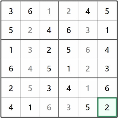Mini Sudoku Answer 257