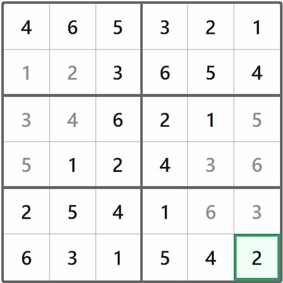 Mini Sudoku Answer 258