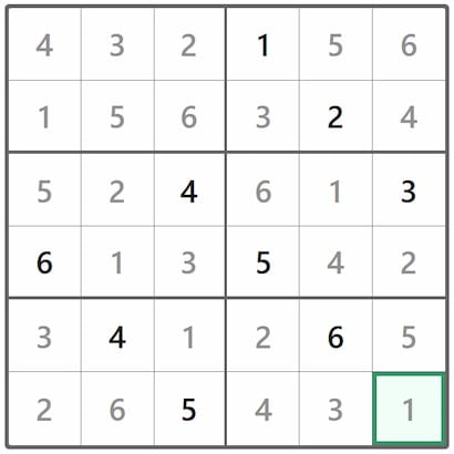 Mini Sudoku Answer 307