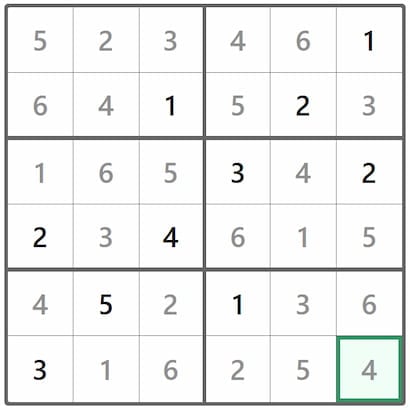 Mini Sudoku Answer 332