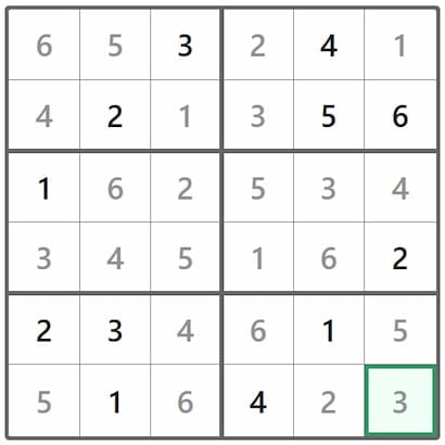 Mini Sudoku Answer 346