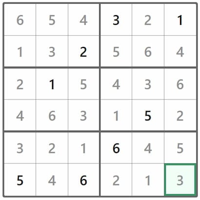 Mini Sudoku Answer 354