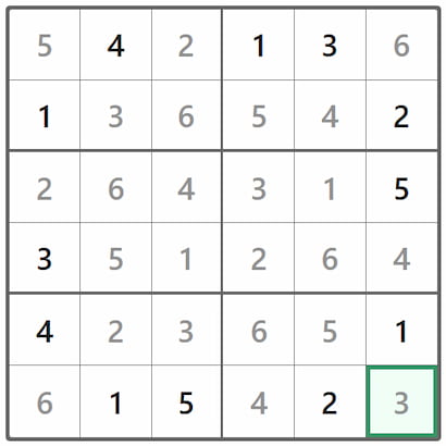 Mini Sudoku Answer 369