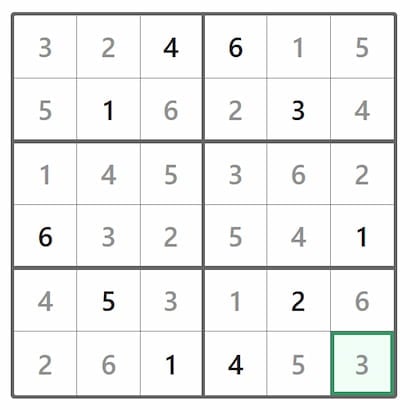 Mini Sudoku Answer 396