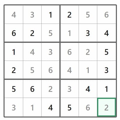 Mini Sudoku Answer 413