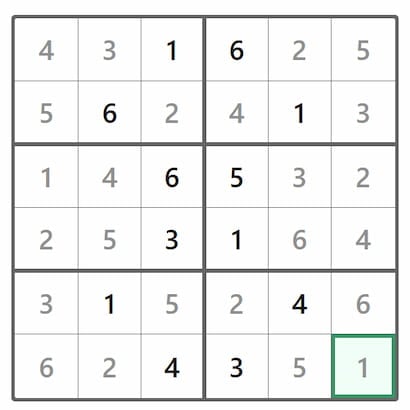 Mini Sudoku Answer 424