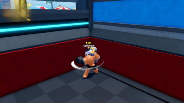 Roblox Punch Wall Game Avatar With Helmet And Black Gloves Punching Wall With Glowing Effect In Red And Blue Room With Windows Overlooking Beach And Palm Trees