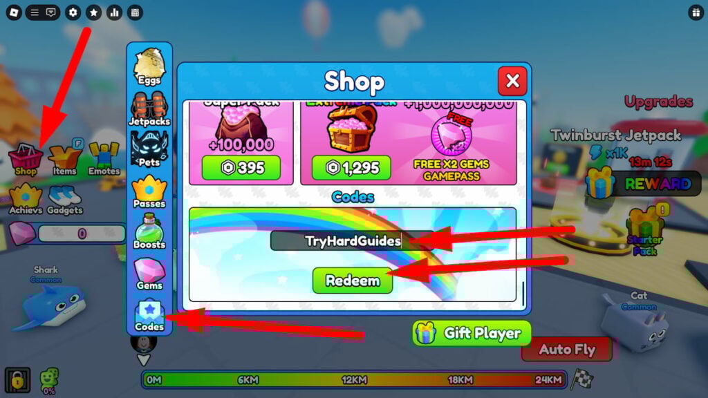 Fly a Jetpack Codes (September 2025) How To Redeem Codes In Fly A Jetpack Roblox