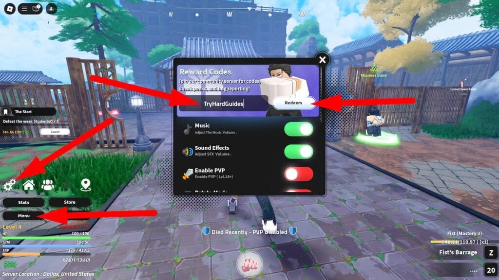 How To Redeem Codes In Jujutsu Seas Roblox