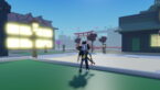 Roblox Anime Fighting Simulator Reborn A Silver Helmeted Avatar With A Claw Arm Stands On A Pavement In A Japanese Style Square With Lanterns A Torii Gate In The Background
