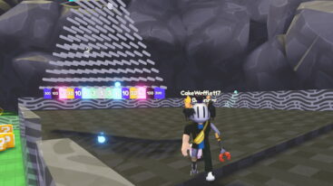 Roblox Build The Dropper Avatar Wearing Silver Helmet And Metal Claw Arm Standing Near Plinko Dropper With Different Colored Numbers