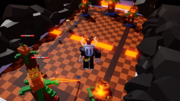 Roblox Clash Of Brainrots Avatar Wearing Silver Helmet Overlooking Battle Bellow With Orange Lines And Enemies Fighting